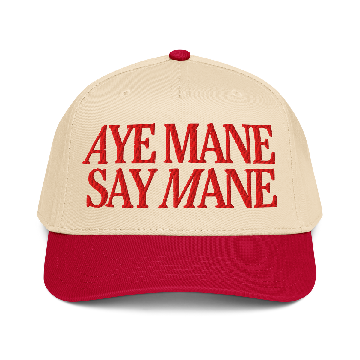AYE MANE SAY MANE Mid-Profile Baseball Cap - Red/Red
